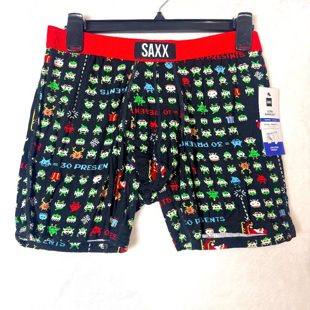 NEW SAXX Ultra Super Soft Everyday Holiday Sleigh Invaders 6" Boxer Brief M